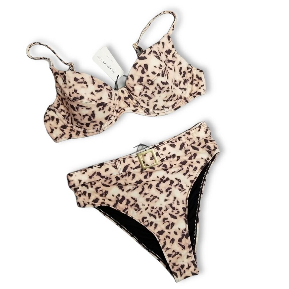 ONIA x WeWoreWhat Emily Pink Tortoise Shell High Waist Bikini Bottom Size XS NWT